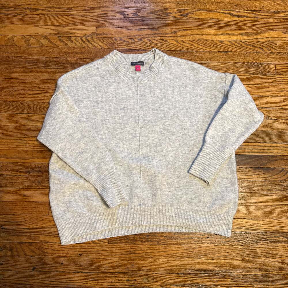 Vince Camuto Womens Gray Long Sleeve Crew Neck Sweater